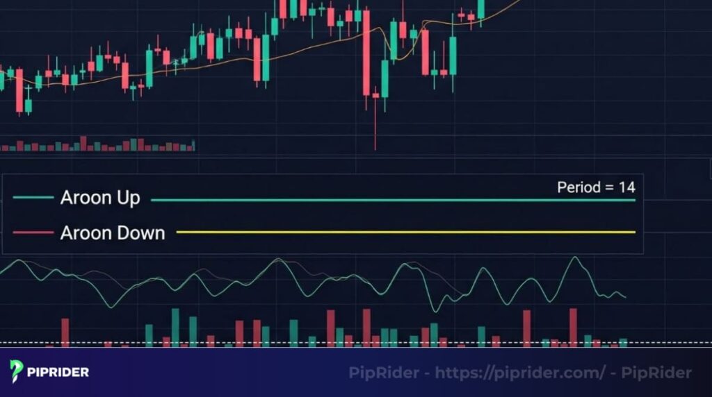 A typical Aroon Indicator setup using the 14-period default