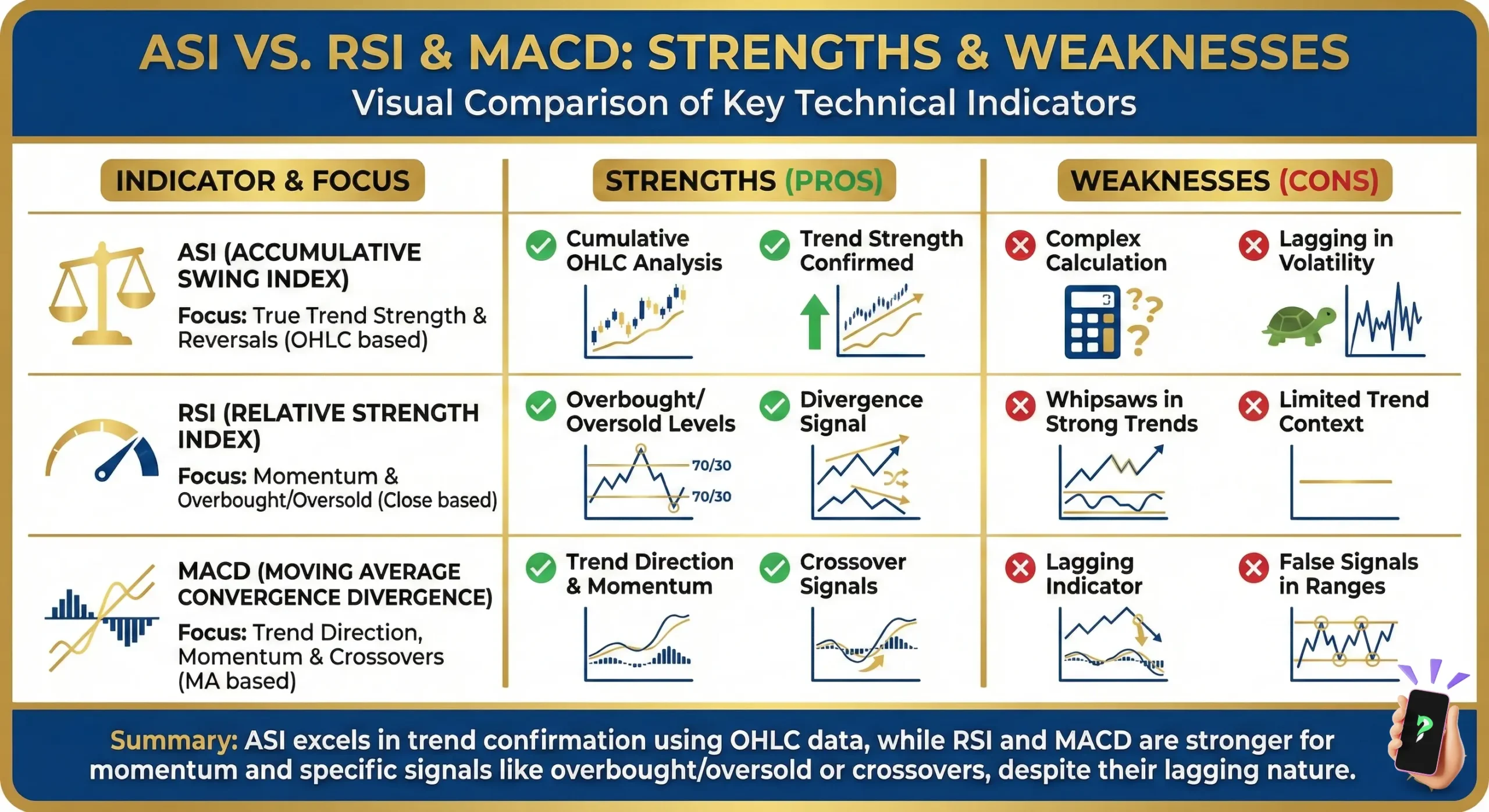 ASI Vs. RSI Vs. MACD