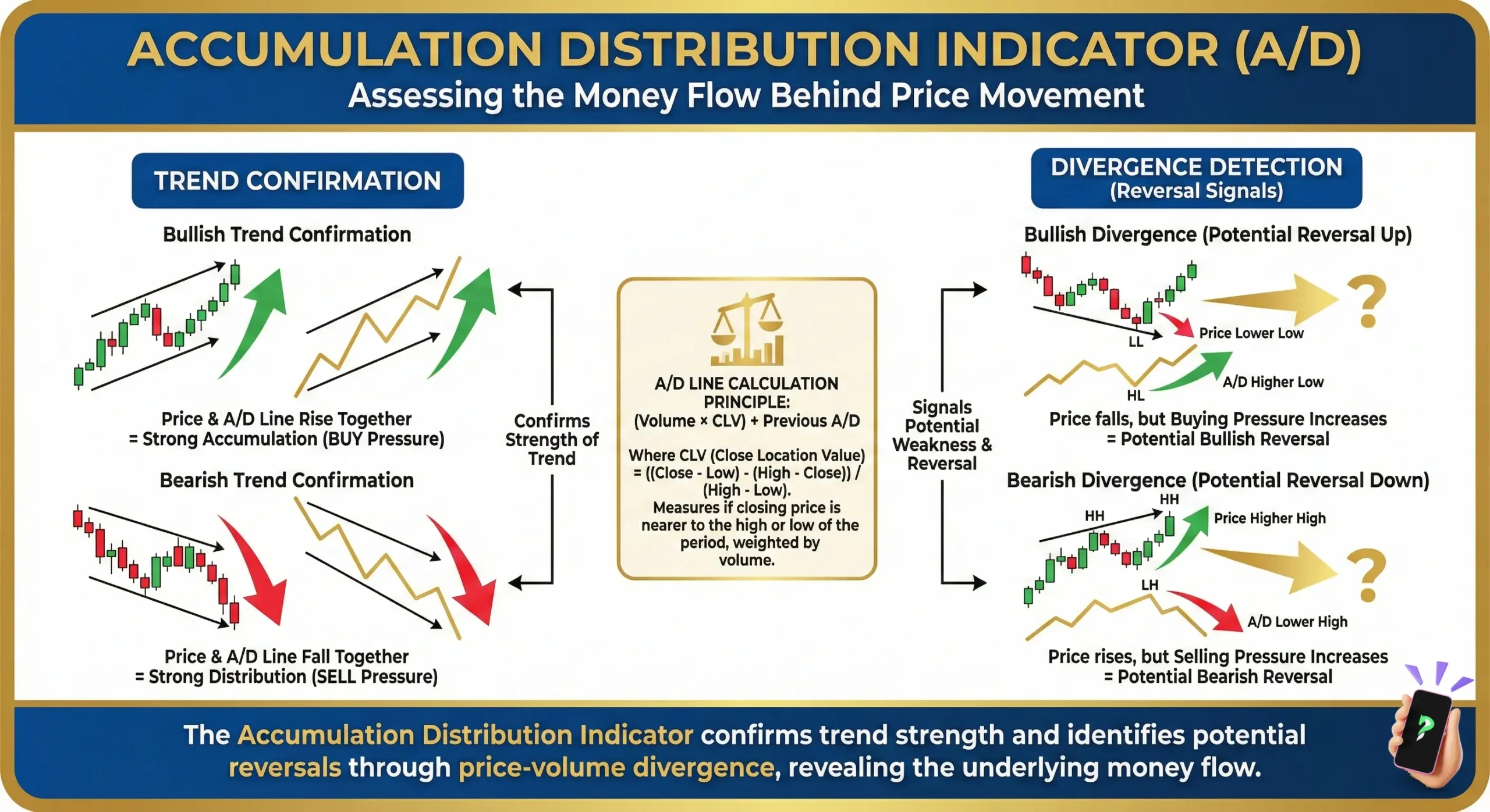 Accumulation Distribution Indicator: Price movement