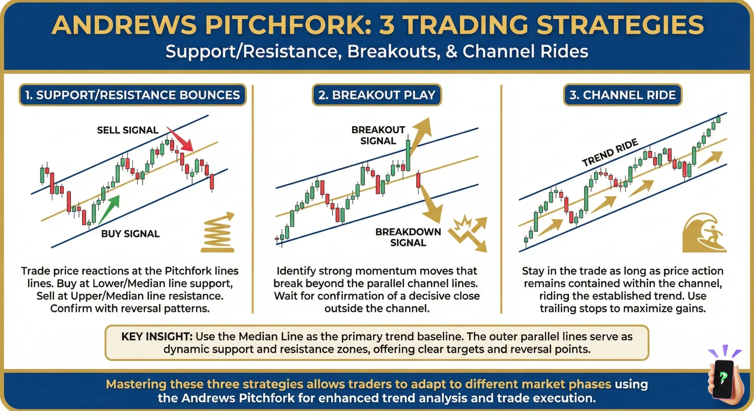 Andrews Pitchfork: 3 Trading Strategies