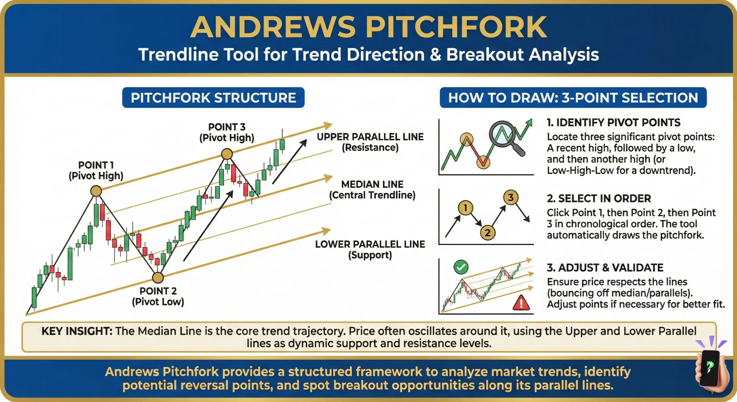 Andrews Pitchfork: Trendline Tool for Trend Direction & Breakout Analysis