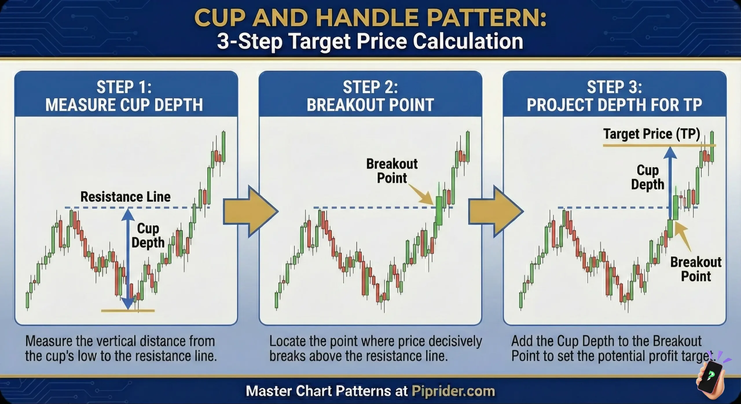 Cup and Handle Pattern: 3 step Target Price Calculation