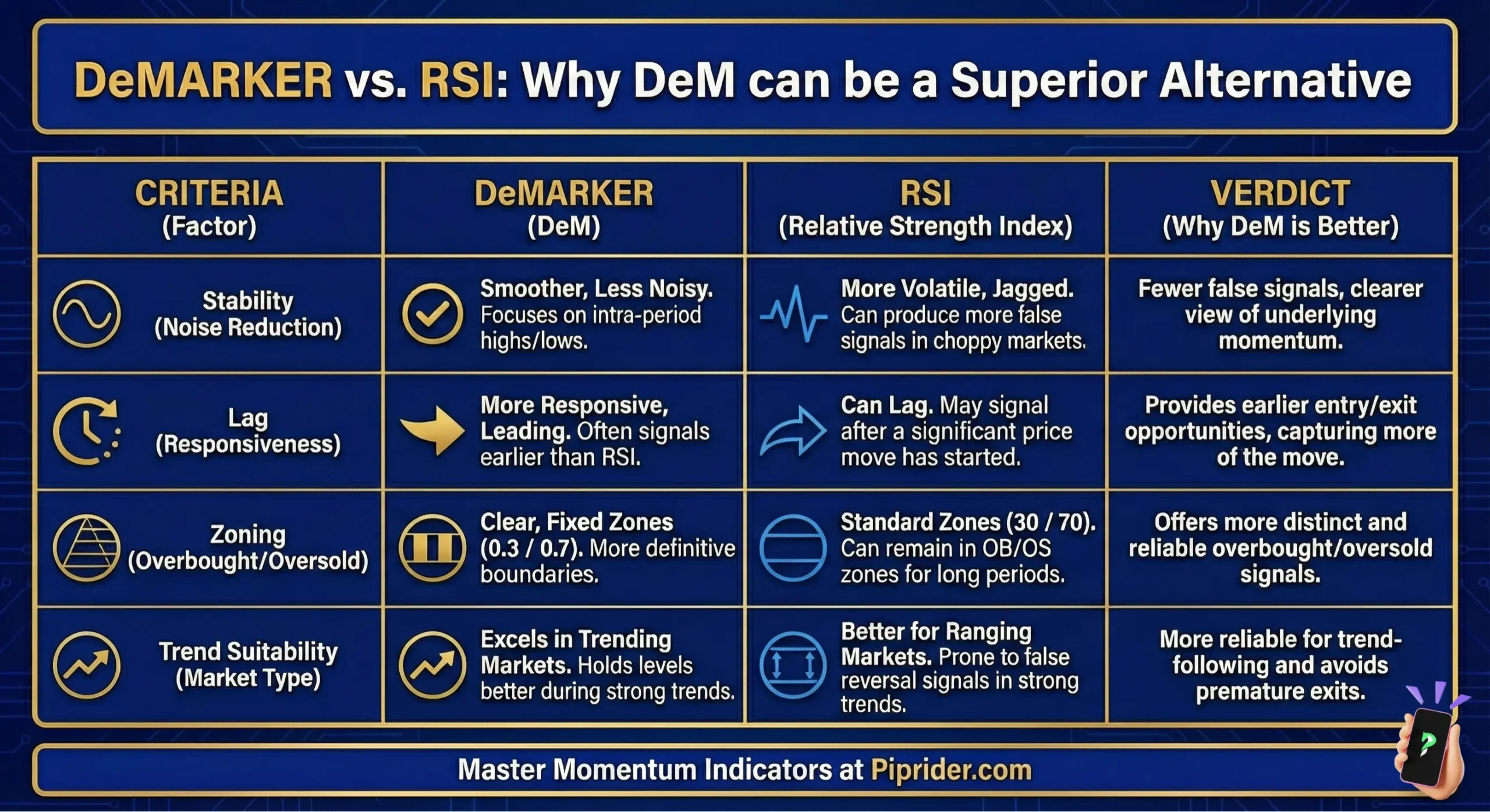 DeMarker Indicator Vs. RSI Indicator