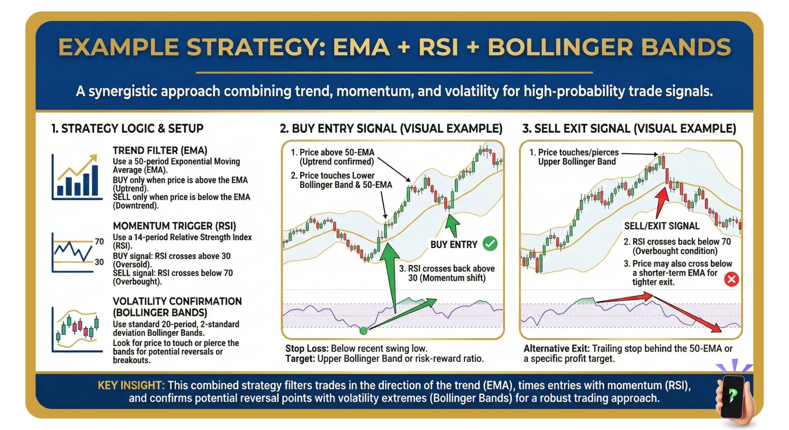 EMA + RSI + Bollinger Bands