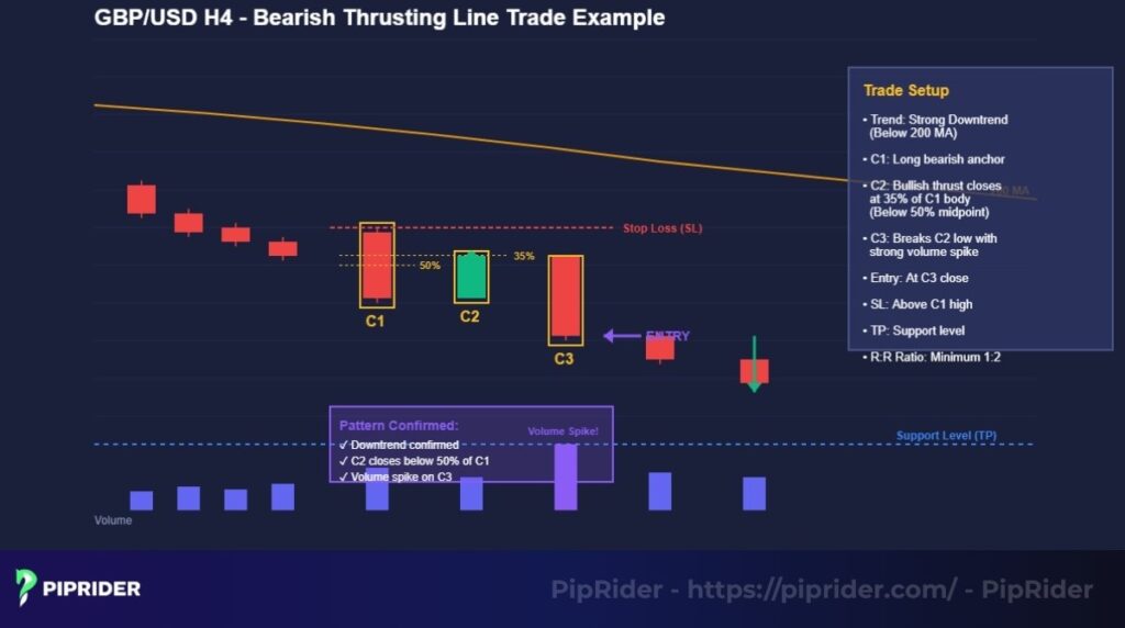 A practical short trade using the Bearish Thrusting Line