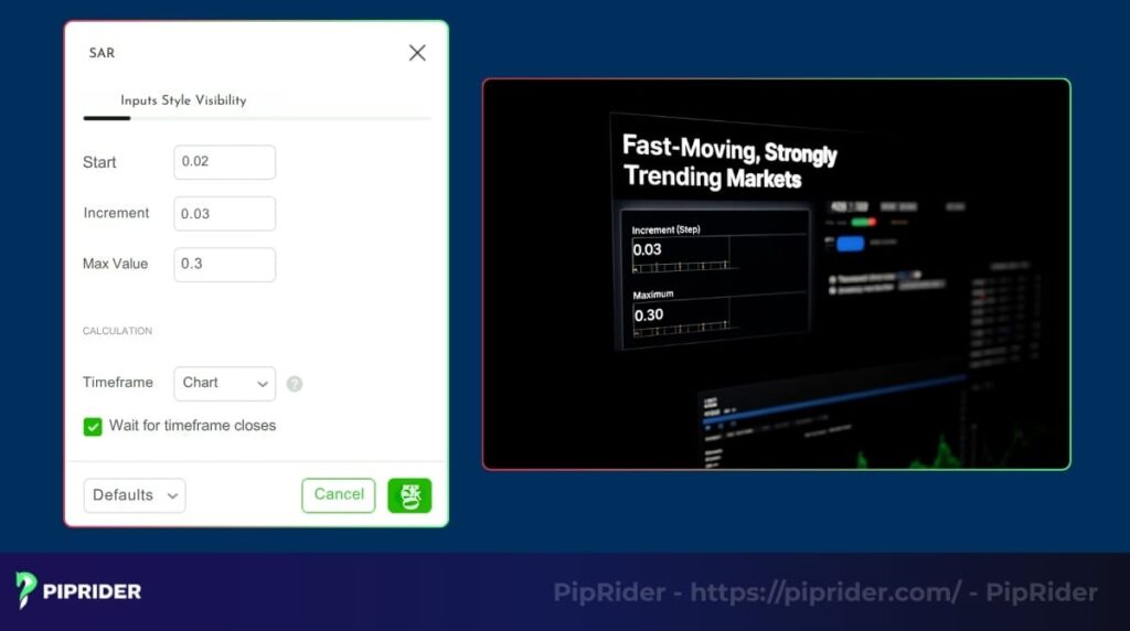 Adjusting settings for fast-moving, strongly trending markets