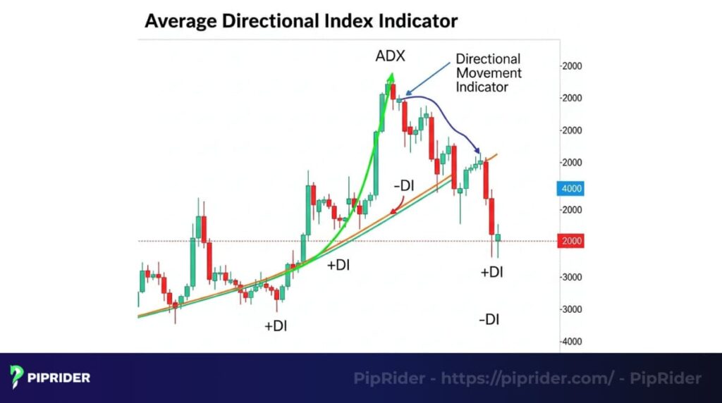 ADX identifies strong trending markets