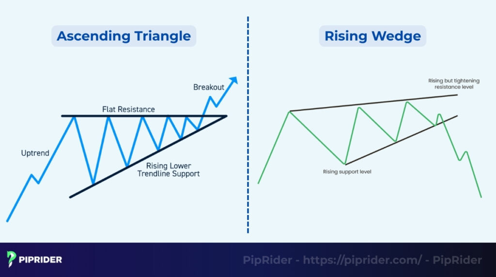 Ascending Triangle vs. Rising Wedge