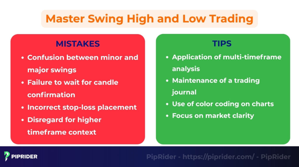 Some mistakes and tips to master Swing High and Low trading