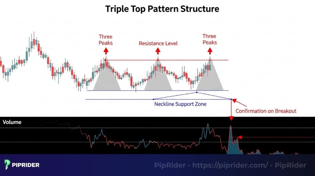 Triple top pattern structure