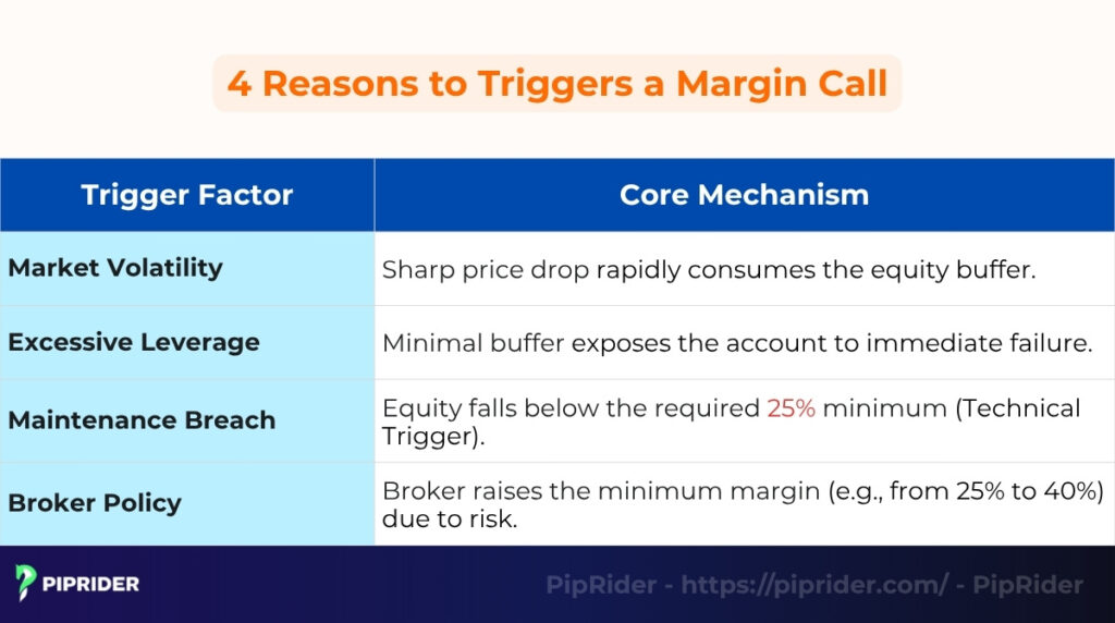 What triggers a margin call?